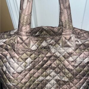MZ Wallace Quilted Tote in Brown and Cream